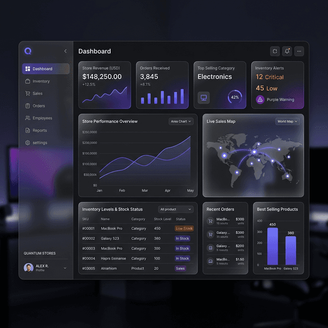 ERP Store Management Dashboard Mockup
